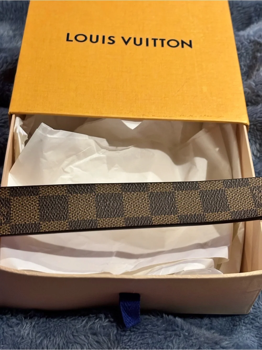 Exc Used 100% Authentic Louis Vuitton  Damier Ebene Canvas Belt w/ Silver Buckle